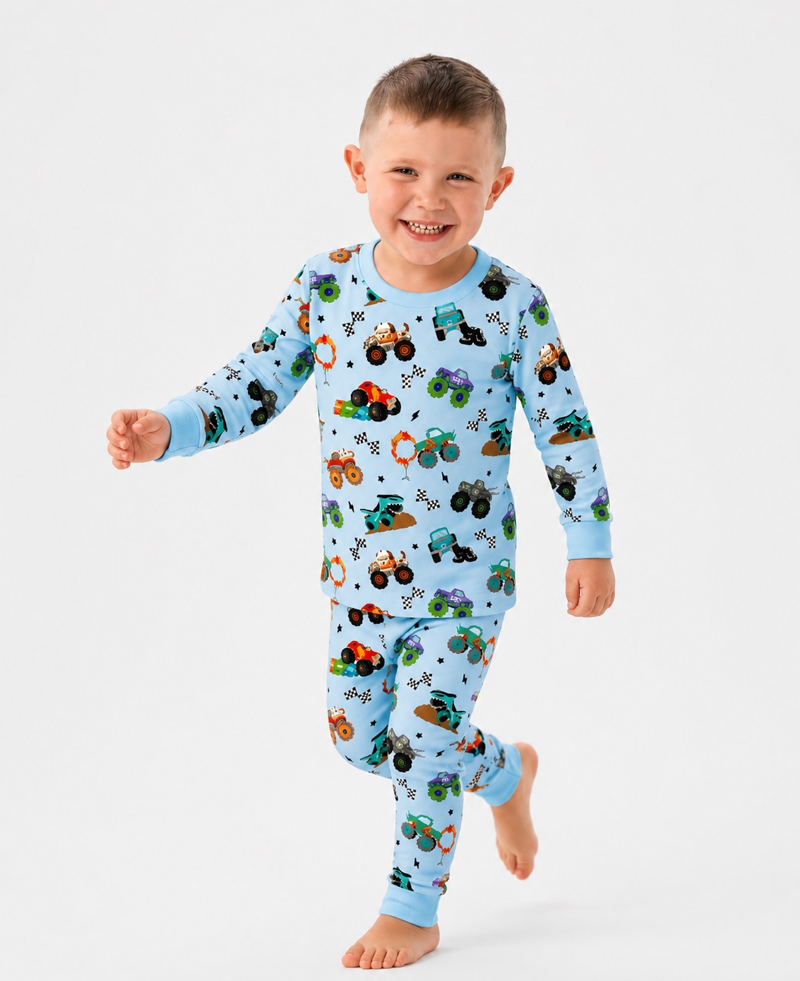 (Pre-Order)Monster Truck Pajama Set-Blue